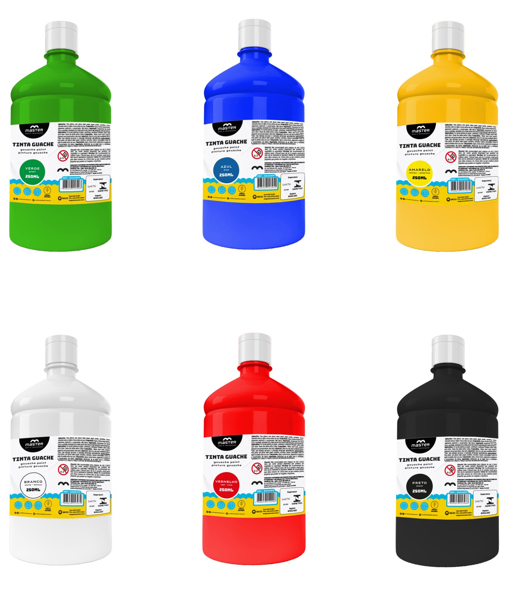 KIT GUACHE 250 ML - 2UN CADA, 12UN TOTAL